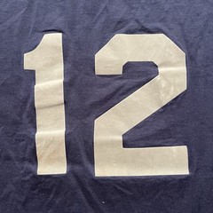 Vintage Bandit Baseball Jersey Navy Blue Mens size Large Jerzees #12