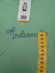 State of Mine Indiana Embroidered Short Sleeve T-Shirt Mint Green Size Med AM6