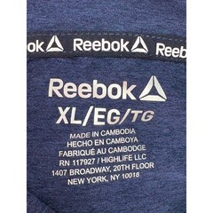 Reebok Hoodie T-Shirt Navy Blue Long Sleeve Performance Stretch XL