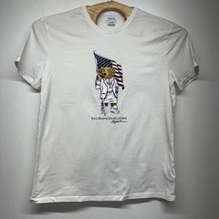 Polo Ralph Lauren Men’s Size Large White T-Shirt Polo Bear American Flag Cricket