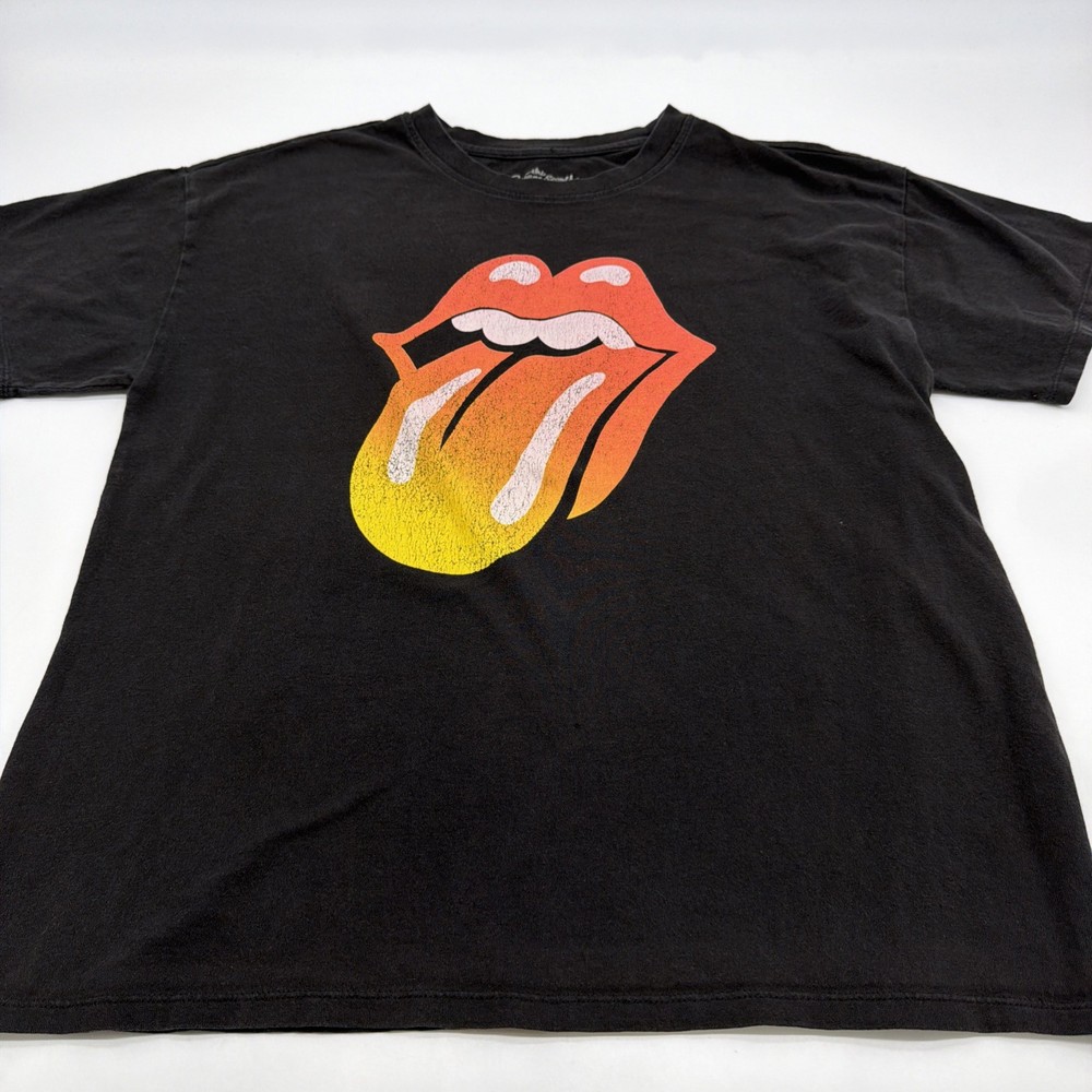 The Rolling Stones T-shirt Men M Black Graphic Print Logo .#46854