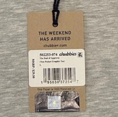 Chubbies The Seal Of Approval Non Pocket Graphic Tee, Gray, Men’s Large, New