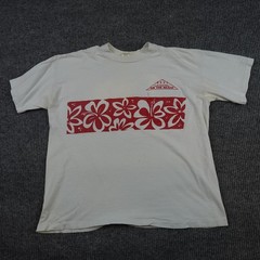 Vintage On The Beach Shirt Mens XL White Hawaiian Floral Single Stitch USA