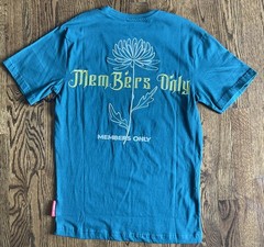 Members Only Mens Teal Green S T-Shirt Embroidered Chrysanthemum Double Sided