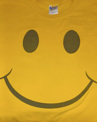 Happy Smiley Face Tshirt Novelty Team Friendship Lg S/S Gold Gildan #44