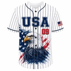 Custom Name Number USA Eagle Pinstripe Baseball Jersey Patriotic Flag Shirt