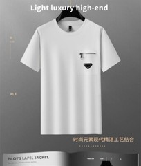 New Fashion Trend Embroidered Zip Pocket Short Sleeve Luxury Summer Men T-Shirt