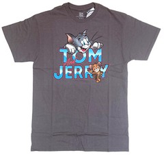 Tom and Jerry Cartoon Men’s Charcoal T-Shirt New