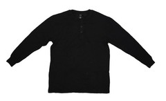 Bowery & Broome Shirt Mens Large Black Thermal Henley Long Sleeve Tagless