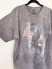 Vintage-Style The Mountain Bald Eagle American Flag Tie Dye T-Shirt Gray XL