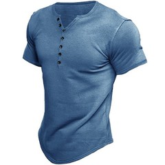 Mens Short Sleeve Henley T-Shirt Casual V Neck Slim Fit Muscle Tops Blouse Tee