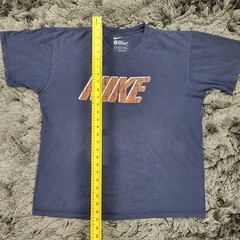 Nike T-Shirt Mens Large Blue Loose Fit Cotton Swoosh Short Sleeve Pullover Flaw