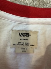 Vans Men’s Short Sleeve Henley T-shirt Henley Size Medium Red & White