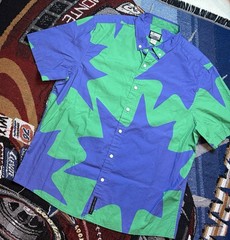 Billionaire Boys Club Shirt Mercury SS Woven Green Blue Button Down Large BBC