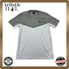 Nike T-Shirt Mens L Grey/White Dri-Fit Color Block