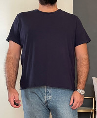Goodfellow & Co Standard Navy Blue Size XL Cropped Cut Off Crewneck T-Shirt