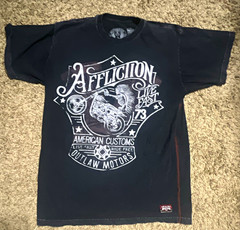 Affliction Men’s L Black Crew Neck Short Sleeve Regular Fit Skull Biker Tee