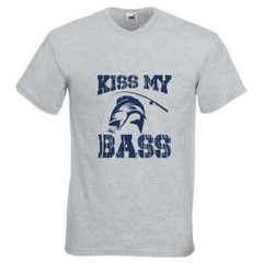 Fishing Kiss My Bass Humour Novelty T Shirt Various Colours And Sizes