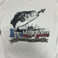 Republic of Texas T Shirt Mens Large White Bass Fishing Graphic Outdoor Flag