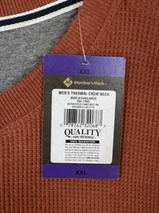 Member’s Mark Shirt Mens 2XL Orange Soft Wash Thermal Crewneck Long Sleeve New
