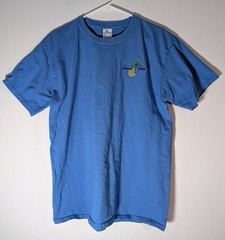 Yazbek Men’s Large Cotton Blue Island Vibes Embroidered Short Sleeve T-Shirt