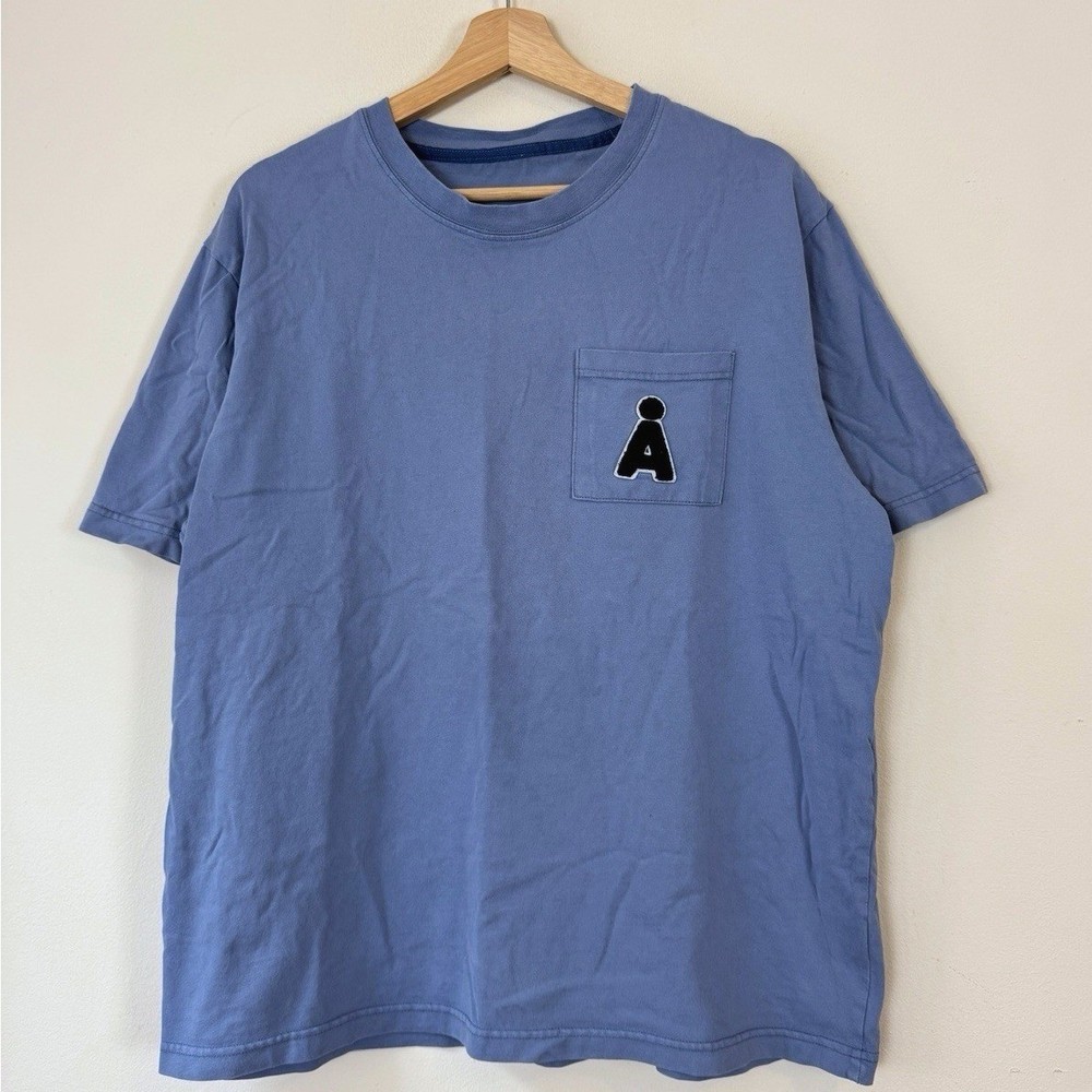 Aland Pocket Logo Patch Simple Blue Tee Shirt – Large