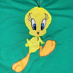 Vintage Hanes Heavyweight Tweety Bird Short Sleeve T-Shirt Size Large Green