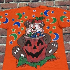 Vintage 90s Trick Or Treat Halloween Bear FREEZE All Over Print T-Shirt Size XL
