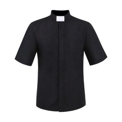 Men’s Tab Collar Short Sleeves Clergy Shirts for Priest Pastor Church Costume