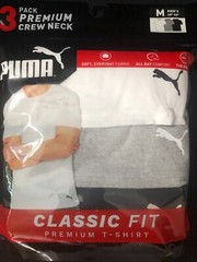 PUMA 3pack ClassicFit Premium CrewNeck Shirt(M,L,XL)Up to25%off,white,gray,black