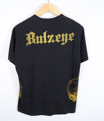 VTG Bulzeye T-Shirt Men’s Medium Black Gold Saint Sinner Skull Beaded Y2K