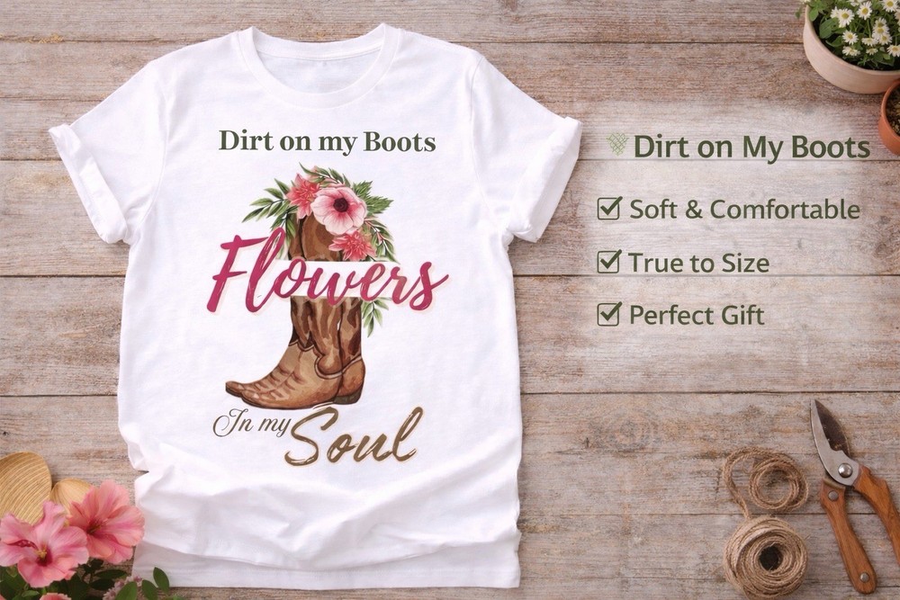 Western Garden Shirt Dirt on My Boots Flowers in My Soul Gift for Her
