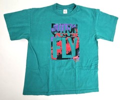 Vtg Levis Shirt Mens Lg Teal Button Your Fly 501 Graphic Tee 90s single stitch