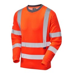Leo Hi Vis Long Sleeve T-Shirt Class 3 Lightweight Comfort Summer Crew Neck Top