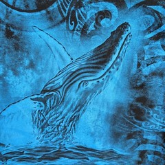 Ocean Whales Shirt Adult 2XL XXL Blue Graphic All Over Screen Print Mens