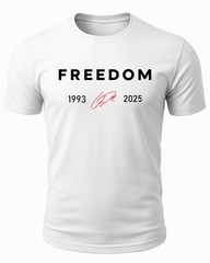 Charlie Kirk Freedom Tribute USA American Patriotic White T Shirt