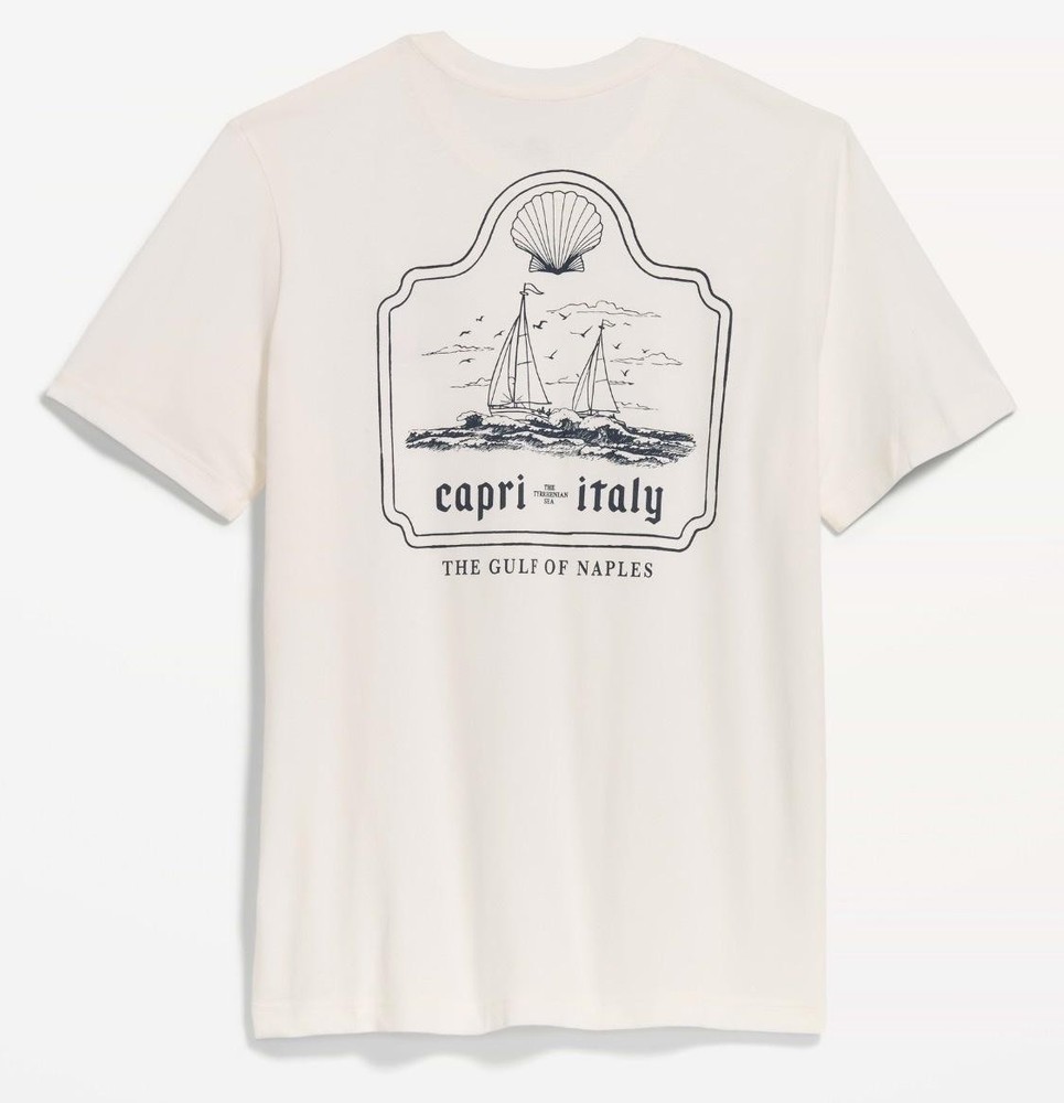 Old Navy Capri Italy Shirt Mens 2XL White Nautical Graphic Tee XXL NEW $20 MSRP