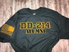 DD-214 Alumni T-shirt, Army Marines, Navy Air Force USMC VII 823
