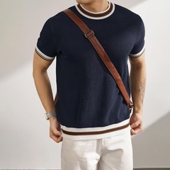Mens Knitted Top Casual Business Shirt Business Casual Machine Friendly Care