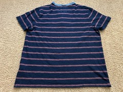 Lucky Brand Henley Shirt Mens XL True Indigo Blue Striped Short Sleeve