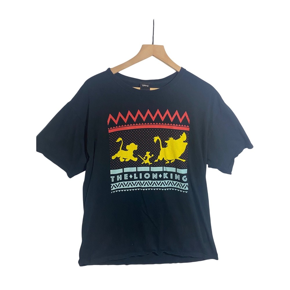 Disney The Lion King Graphic T-Shirt Mens Large Simba Timon Pumbaa Navy Black