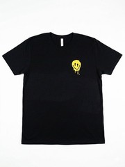 Black Drip Smiley Face Graphic T-Shirt Men’s Size Large Short Sleeve Casual Tee