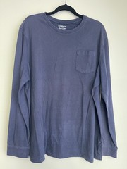 Croft & Barrow Easy Care Mens XL Navy Pocket Long Sleeve T-Shirt Cotton Blend