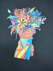District Shirt Mens 2XL Black Graphic Print Short Sleeve Stretch Art Streetwear
