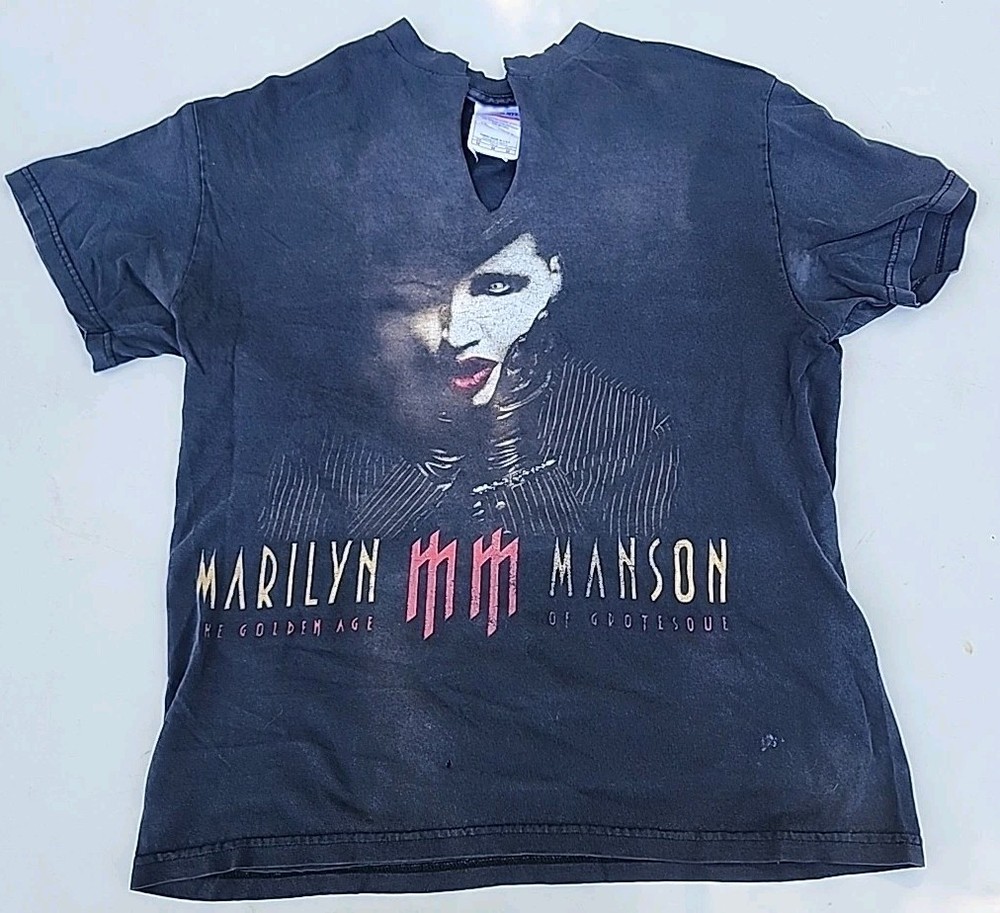 Vtg Marilyn Manson T Shirt The Golden Age Of Grotesque Burlesque Goth Concert M