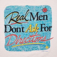 Real Men Dont ask For Directions Shirt Mens Large Vintage Novelty Dad Joke Map