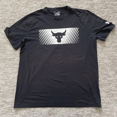 Under Armour Project Rock Mens Large HeatGear T Shirt Gym Training Black White