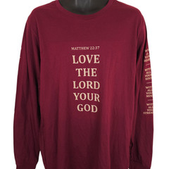 Christian T Shirt Mens Size XL Red Love The Lord Your God Matthew 22:37