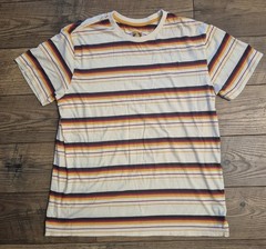VTG Hang Ten T-Shirt Mens XL Beige Stripes Beach Surf Short Sleeve