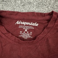 Aeropostale T-Shirt Mens Size M Maroon Burgundy AERO Box Logo Patch Casual Tee